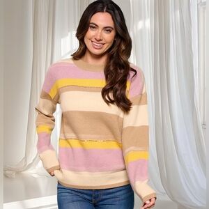 Hem & Thread Colorblock Stripe Sweater with Sequins